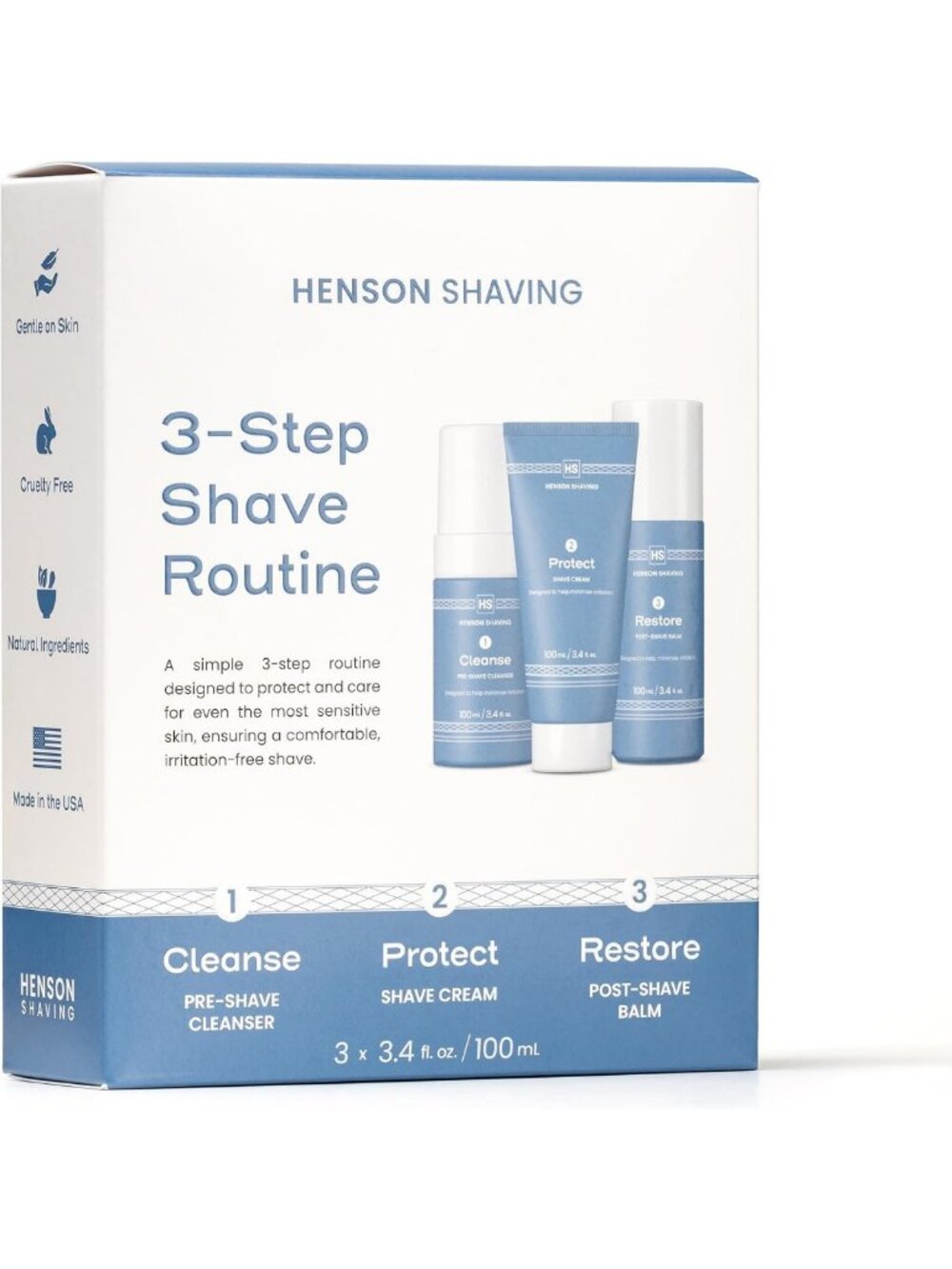 3-Step Men's Shaving Kit - Cleanser, Cream & Balm for Smooth, Irritation-Free